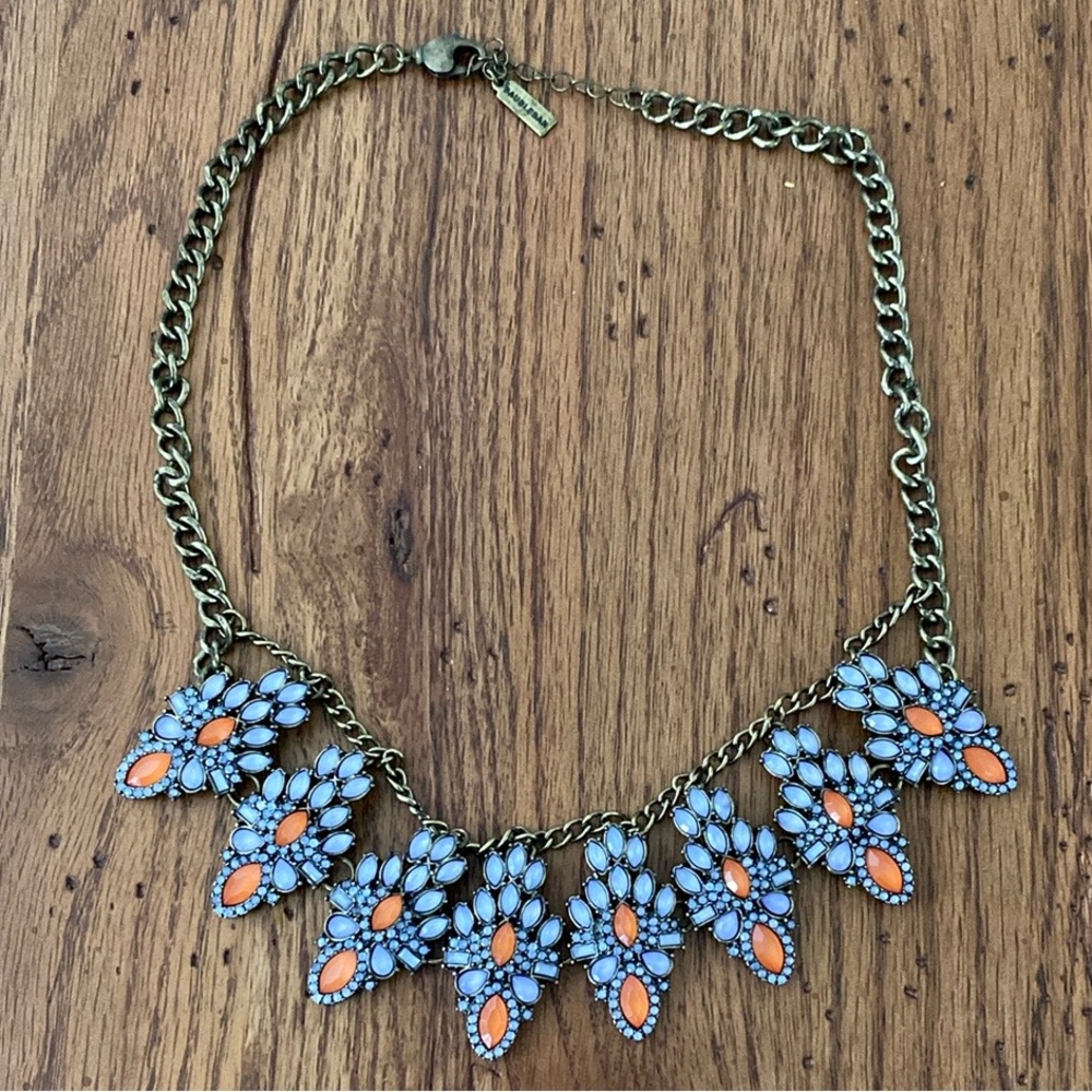 Baublebar peach and purple crystal vintage art‎ deco statement collar necklace